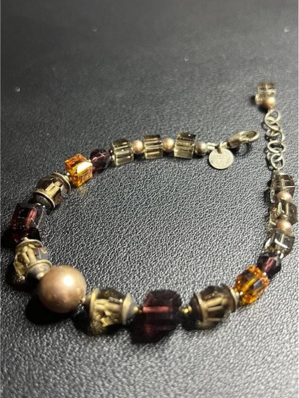 B4515 EMILY RAY Beaded Bracelet Sterling Silver 925 crystal beads 7-9"